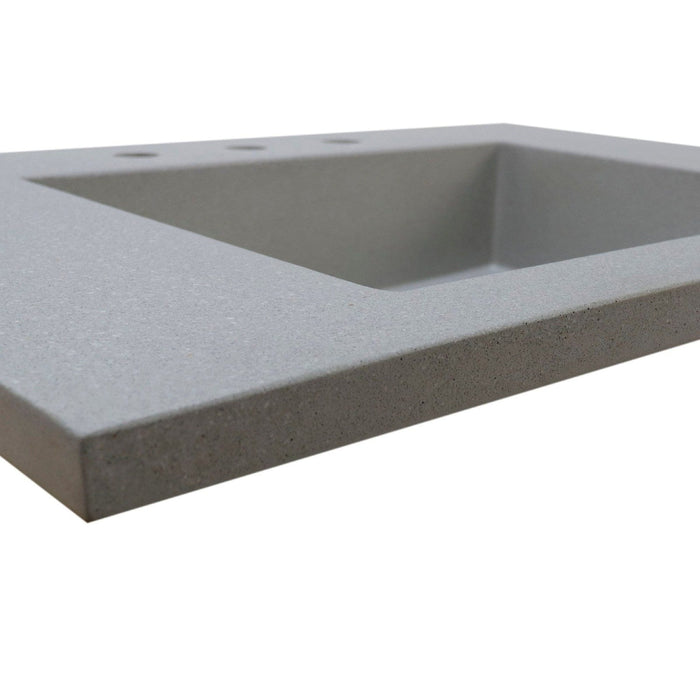 Bellaterra Home 31" x 22" Gray Concrete Three Hole Vanity Top With Integrated Rectangular Ramp Sink - Luxe Vanity & Tub