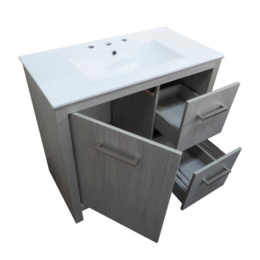 Bellaterra Home 36" 1-Door 2-Drawer Gray Freestanding Vanity Set With Ceramic Integrated Sink and Ceramic Top - Luxe Vanity & Tub