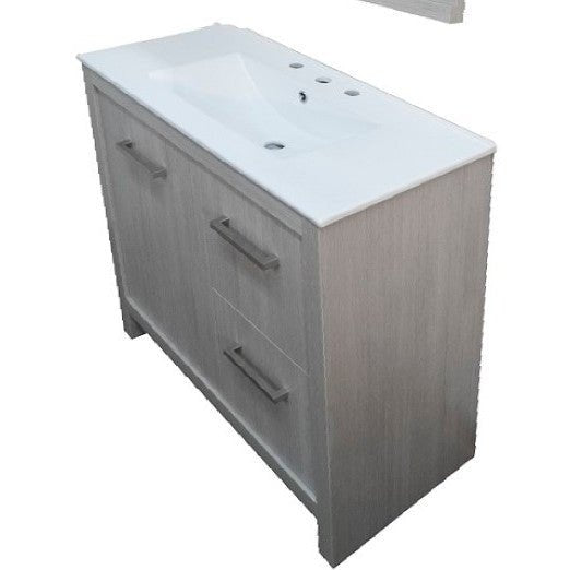 Bellaterra Home 36" 1-Door 2-Drawer Gray Freestanding Vanity Set With Ceramic Integrated Sink and Ceramic Top - Luxe Vanity & Tub