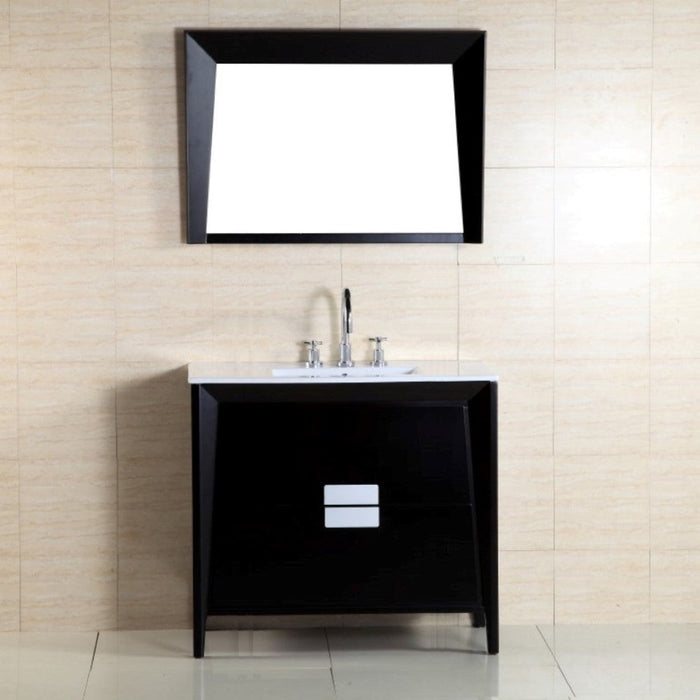 Bellaterra Home 36" 2-Drawer Dark Espresso Freestanding Vanity Set With Ceramic Integrated Sink and Ceramic Top