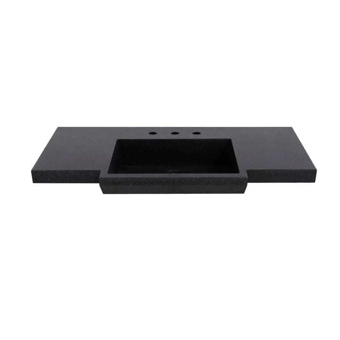 Bellaterra Home 39" x 21" Black Concrete Three Hole Vanity Top With Integrated Rectangular Ramp Sink - Luxe Vanity & Tub