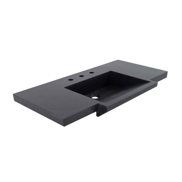 Bellaterra Home 39" x 21" Black Concrete Three Hole Vanity Top With Integrated Rectangular Ramp Sink - Luxe Vanity & Tub