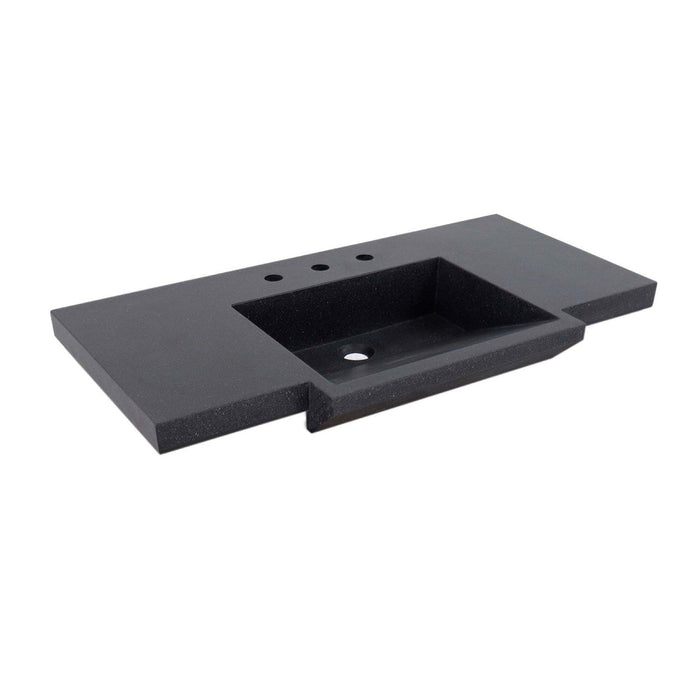 Bellaterra Home 39" x 21" Black Concrete Three Hole Vanity Top With Integrated Rectangular Ramp Sink - Luxe Vanity & Tub