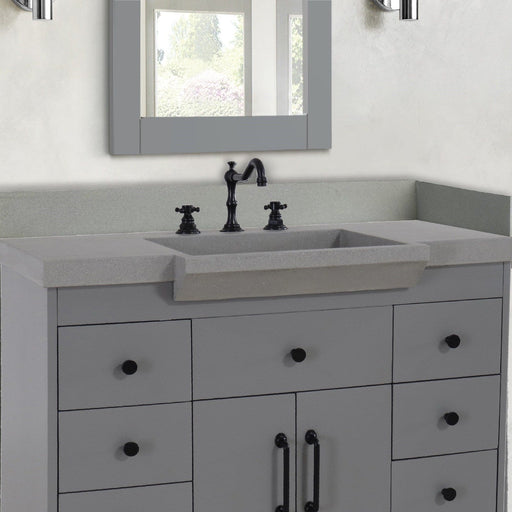 Bellaterra Home 39" x 21" Gray Concrete Three Hole Vanity Top With Integrated Rectangular Ramp Sink