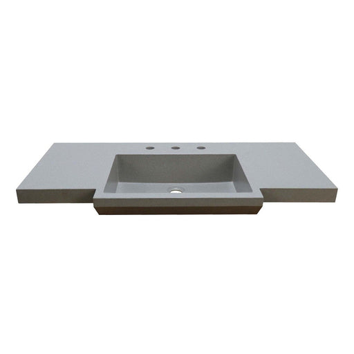 Bellaterra Home 39" x 21" Gray Concrete Three Hole Vanity Top With Integrated Rectangular Ramp Sink - Luxe Vanity & Tub