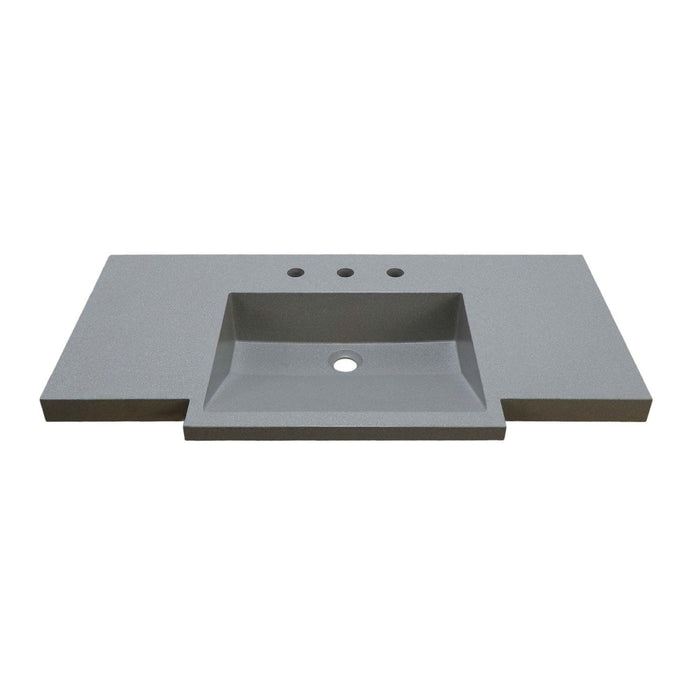 Bellaterra Home 39" x 21" Gray Concrete Three Hole Vanity Top With Integrated Rectangular Ramp Sink - Luxe Vanity & Tub