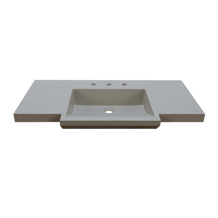 Bellaterra Home 39" x 21" White Concrete Three Hole Vanity Top With Integrated Rectangular Ramp Sink - Luxe Vanity & Tub