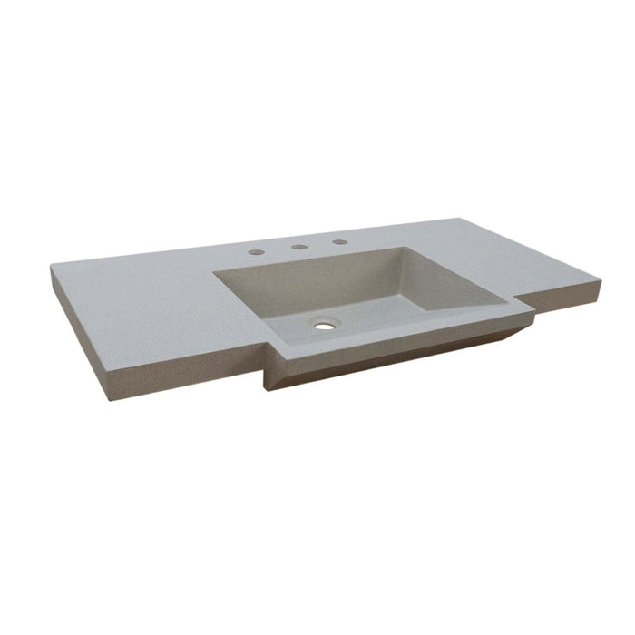 Bellaterra Home 39" x 21" White Concrete Three Hole Vanity Top With Integrated Rectangular Ramp Sink - Luxe Vanity & Tub