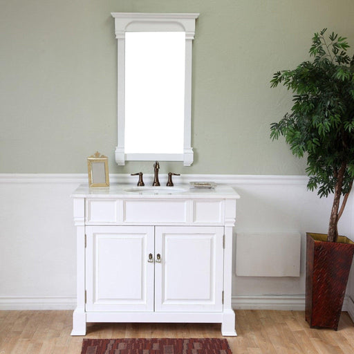 Bellaterra Home 42" 2-Door White Freestanding Vanity Set With White Ceramic Undermount Sink and White Marble Top