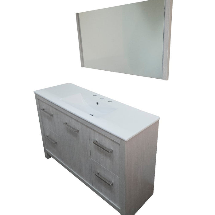 Bellaterra Home 48" 1-Door 4-Drawer Gray Freestanding Vanity Set With Ceramic Integrated Sink and Ceramic Top - Luxe Vanity & Tub