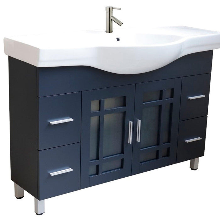 Bellaterra Home 48" 2-Door 4-Drawer Dark Gray Freestanding Vanity Set With White Ceramic Euro Sink and White Ceramic  Top - Luxe Vanity & Tub