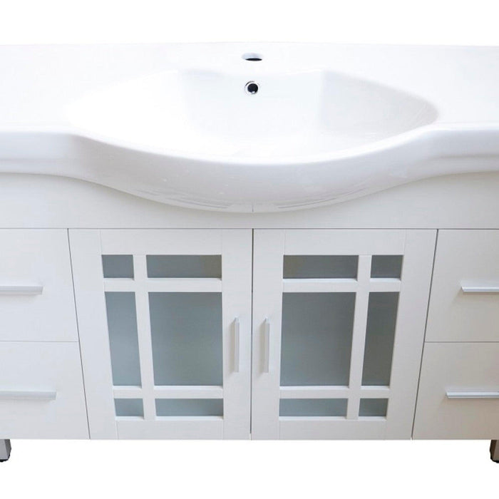 Bellaterra Home 48" 2-Door 4-Drawer White Freestanding Vanity Set With White Ceramic Euro Sink and White Ceramic  Top - Luxe Vanity & Tub