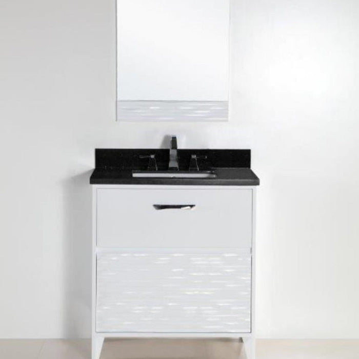 Bellaterra Home 30" 2-Drawer White Freestanding Vanity Set With Ceramic Undermount Rectangular Sink and Black Galaxy Granite Top - Luxe Vanity & Tub