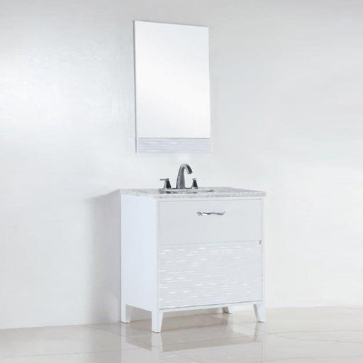 Bellaterra Home 500709 30" 2-Drawer White Freestanding Vanity Set With Ceramic Undermount Rectangular Sink and White Carrara Marble Top