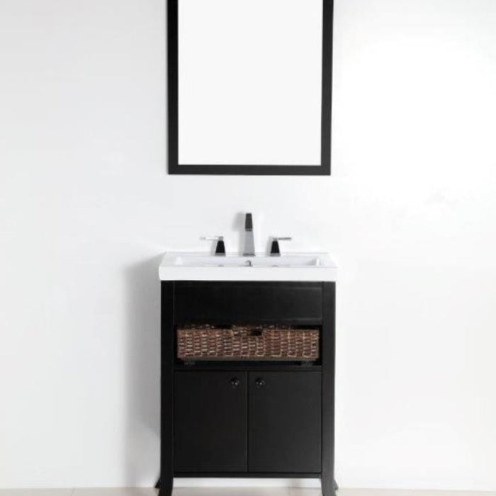 Bellaterra Home 24" 2-Door 1-Drawer Espresso Freestanding Vanity Set With Ceramic Integrated Sink and Ceramic Top - Luxe Vanity & Tub