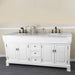 Bellaterra Home 72" 4-Door 3-Drawer White Freestanding Vanity Set With White Ceramic Double Undermount Sink and White Marble Top - Luxe Vanity & Tub