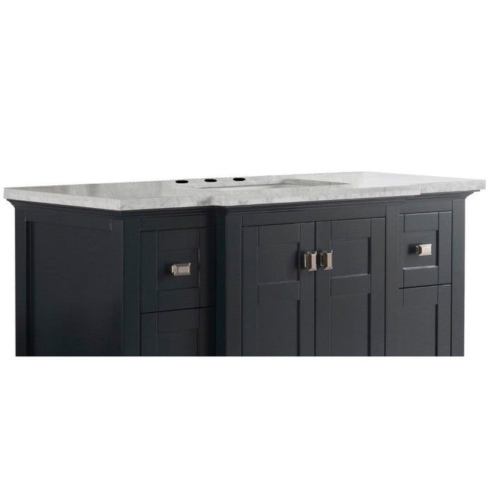 Bellaterra Home 77614-49-WMR 49" x 22" White Carrara Marble Three Hole Vanity Top With Undermount Rectangular Sink and Overflow - Luxe Vanity & Tub