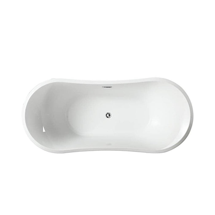 Bellaterra Home Ancona 71" x 26" Glossy White Oval Acrylic Freestanding Double Slipper Soaking Bathtub - Luxe Vanity & Tub