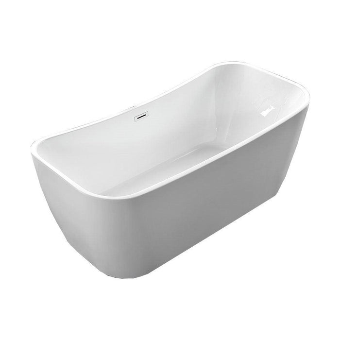 Bellaterra Home Arles 67" x 26" White Rectangle Acrylic Freestanding Double Slipper Soaking Bathtub - Luxe Vanity & Tub