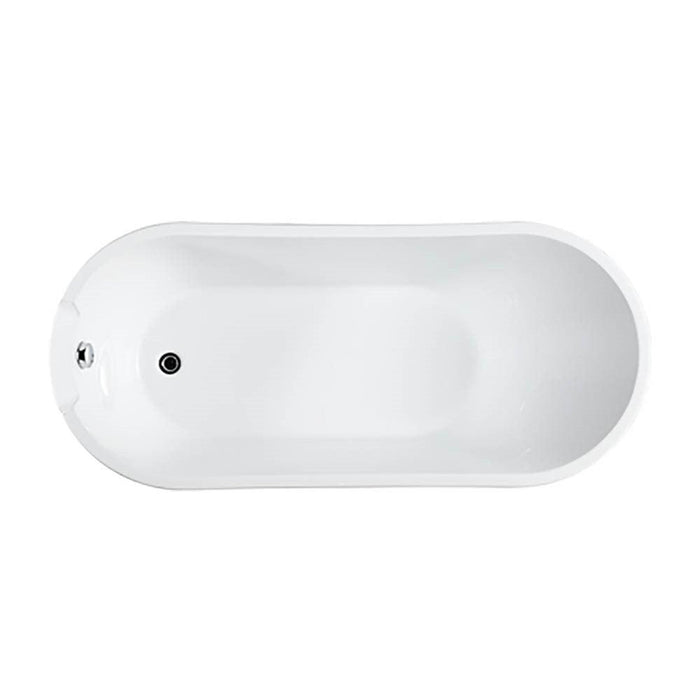 Bellaterra Home Barletta 66" x 30" Glossy White Oval Acrylic Freestanding Slipper Soaking Bathtub - Luxe Vanity & Tub