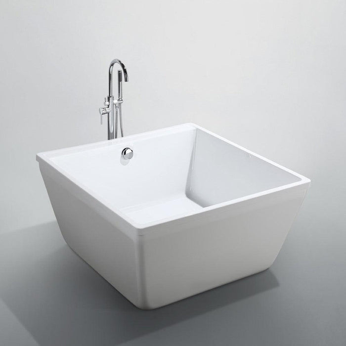 Bellaterra Home Bologna 47" x 24" Glossy White Square Acrylic Freestanding Soaking Bathtub - Luxe Vanity & Tub