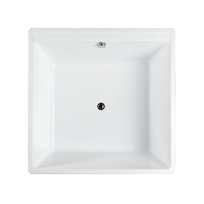 Bellaterra Home Bologna 47" x 24" Glossy White Square Acrylic Freestanding Soaking Bathtub - Luxe Vanity & Tub