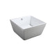 Bellaterra Home Bologna 47" x 24" Glossy White Square Acrylic Freestanding Soaking Bathtub - Luxe Vanity & Tub