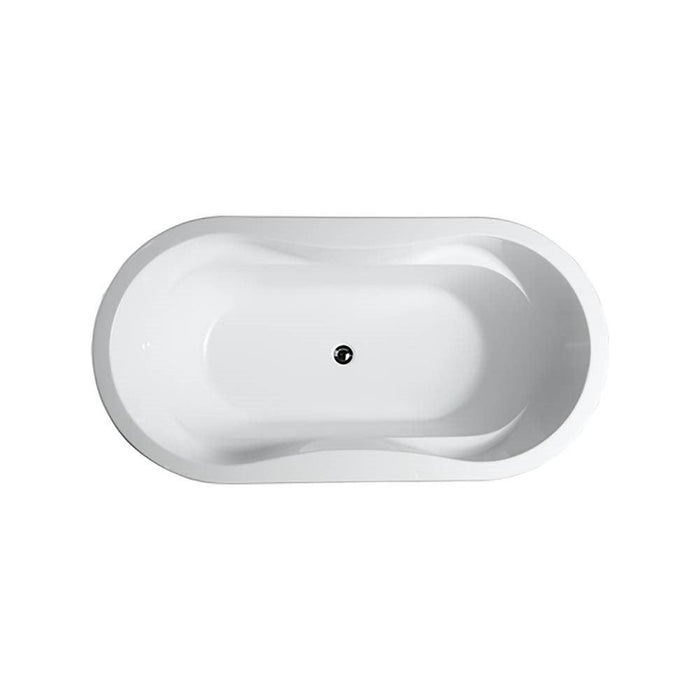 Bellaterra Home Brescia 65" x 24" Glossy White Oval Acrylic Freestanding Soaking Bathtub - Luxe Vanity & Tub