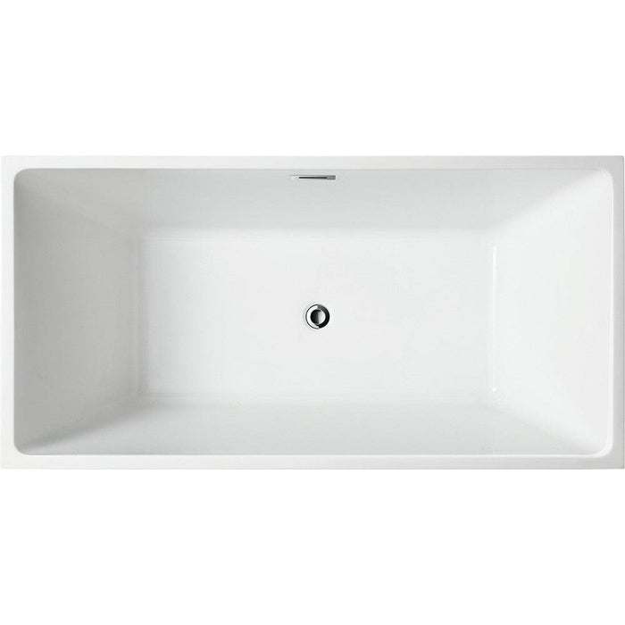 Bellaterra Home Brindisi 59" x 24" Glossy Black Rectangle Acrylic Freestanding Soaking Bathtub - Luxe Vanity & Tub