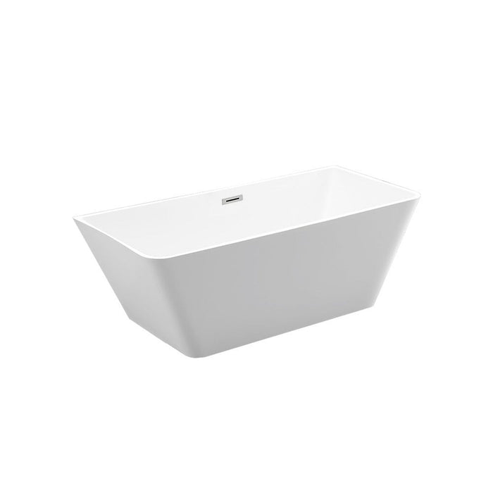 Bellaterra Home Brussels 67" x 24" Glossy White Rectangle Acrylic Freestanding Soaking Bathtub - Luxe Vanity & Tub