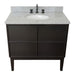 Bellaterra Home Cafe 37" 2-Door 1-Drawer Cappuccino Freestanding Vanity Set With Ceramic Undermount Oval Sink and Gray Granite Top - Luxe Vanity & Tub