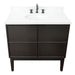 Bellaterra Home Cafe 37" 2-Door 1-Drawer Cappuccino Freestanding Vanity Set With Ceramic Undermount Oval Sink and White Quartz Top - Luxe Vanity & Tub