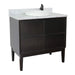 Bellaterra Home Cafe 37" 2-Door 1-Drawer Cappuccino Freestanding Vanity Set With Ceramic Vessel Sink and White Carrara Marble Top - Luxe Vanity & Tub