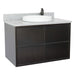 Bellaterra Home Cafe 37" 2-Door 1-Drawer Cappuccino Wall-Mount Vanity Set With Ceramic Vessel Sink and Gray Granite Top - Luxe Vanity & Tub