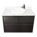 Bellaterra Home Cafe 37" 2-Door 1-Drawer Cappuccino Wall-Mount Vanity Set With Ceramic Vessel Sink and White Carrara Marble Top - Luxe Vanity & Tub