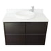 Bellaterra Home Cafe 37" 2-Door 1-Drawer Cappuccino Wall-Mount Vanity Set With Ceramic Vessel Sink and White Quartz Top - Luxe Vanity & Tub