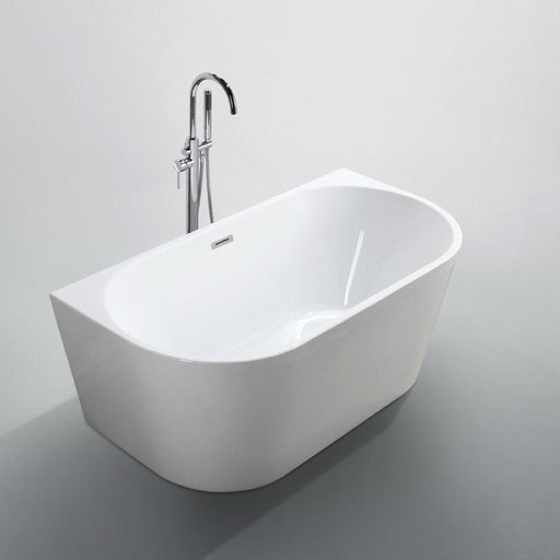 Bellaterra Home Calabria 59" x 24" Glossy White Oval Acrylic Freestanding Soaking Bathtub - Luxe Vanity & Tub