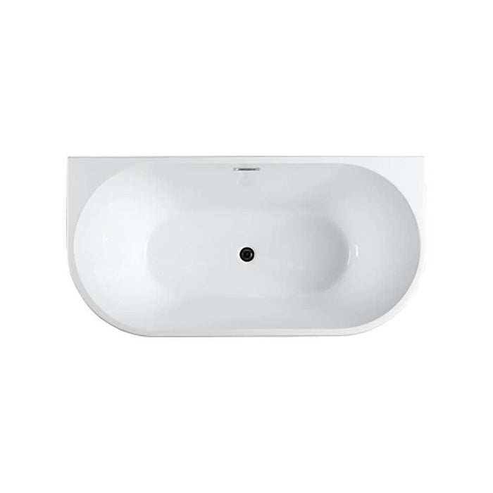 Bellaterra Home Calabria 59" x 24" Glossy White Oval Acrylic Freestanding Soaking Bathtub - Luxe Vanity & Tub