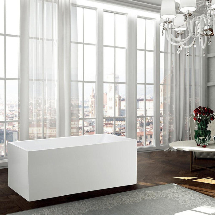 Bellaterra Home Catania 67" x 24" Glossy White Rectangle Acrylic Freestanding Slipper Soaking Bathtub