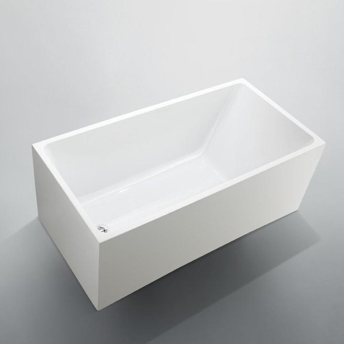 Bellaterra Home Catania 67" x 24" Glossy White Rectangle Acrylic Freestanding Slipper Soaking Bathtub - Luxe Vanity & Tub