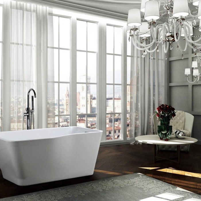 Bellaterra Home Florence 59" x 24" Glossy White Rectangle Acrylic Freestanding Soaking Bathtub