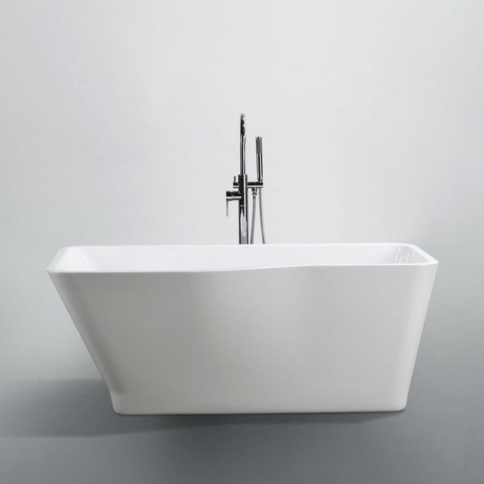 Bellaterra Home Florence 59" x 24" Glossy White Rectangle Acrylic Freestanding Soaking Bathtub - Luxe Vanity & Tub