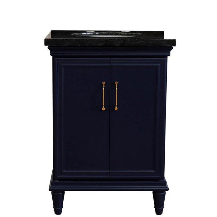 Bellaterra Home Forli 25" 2-Door 1-Drawer Blue Freestanding Vanity Set With Ceramic Undermount Oval Sink And Black Galaxy Granite Top - Luxe Vanity & Tub