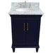 Bellaterra Home Forli 25" 2-Door 1-Drawer Blue Freestanding Vanity Set With Ceramic Undermount Oval Sink And White Carrara Marble Top - Luxe Vanity & Tub