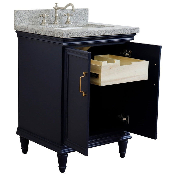 Bellaterra Home Forli 25" 2-Door 1-Drawer Blue Freestanding Vanity Set With Ceramic Undermount Rectangular Sink And Gray Granite Top - Luxe Vanity & Tub