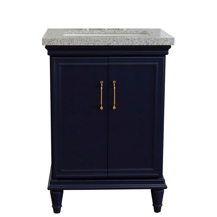 Bellaterra Home Forli 25" 2-Door 1-Drawer Blue Freestanding Vanity Set With Ceramic Undermount Rectangular Sink And Gray Granite Top - Luxe Vanity & Tub