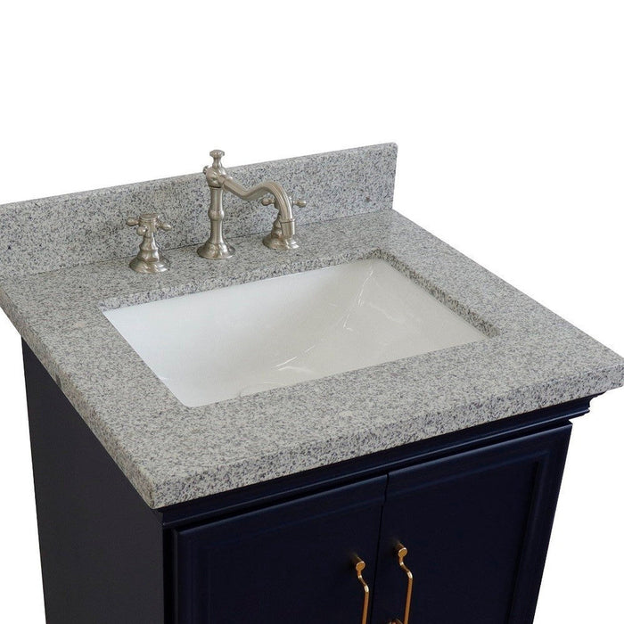 Bellaterra Home Forli 25" 2-Door 1-Drawer Blue Freestanding Vanity Set With Ceramic Undermount Rectangular Sink And Gray Granite Top - Luxe Vanity & Tub