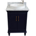 Bellaterra Home Forli 25" 2-Door 1-Drawer Blue Freestanding Vanity Set With Ceramic Vessel Sink And White Carrara Marble Top - Luxe Vanity & Tub