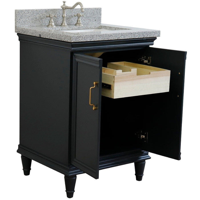 Bellaterra Home Forli 25" 2-Door 1-Drawer Dark Gray Freestanding Vanity Set With Ceramic Undermount Rectangular Sink And Gray Granite Top - Luxe Vanity & Tub