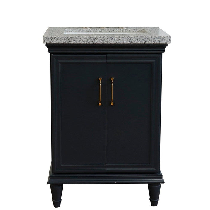 Bellaterra Home Forli 25" 2-Door 1-Drawer Dark Gray Freestanding Vanity Set With Ceramic Undermount Rectangular Sink And Gray Granite Top - Luxe Vanity & Tub